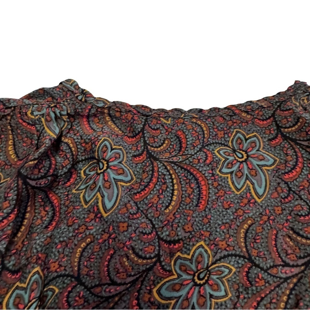 Moda International Women's Multicolor Paisley Blouse Top Shirt Size Small Silk - Picture 7 of 13